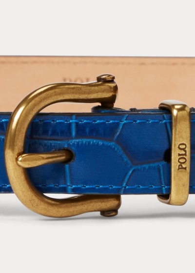 Women's Polo Ralph Lauren Crocodile-Stamped Leather Belt | 261073ODJ